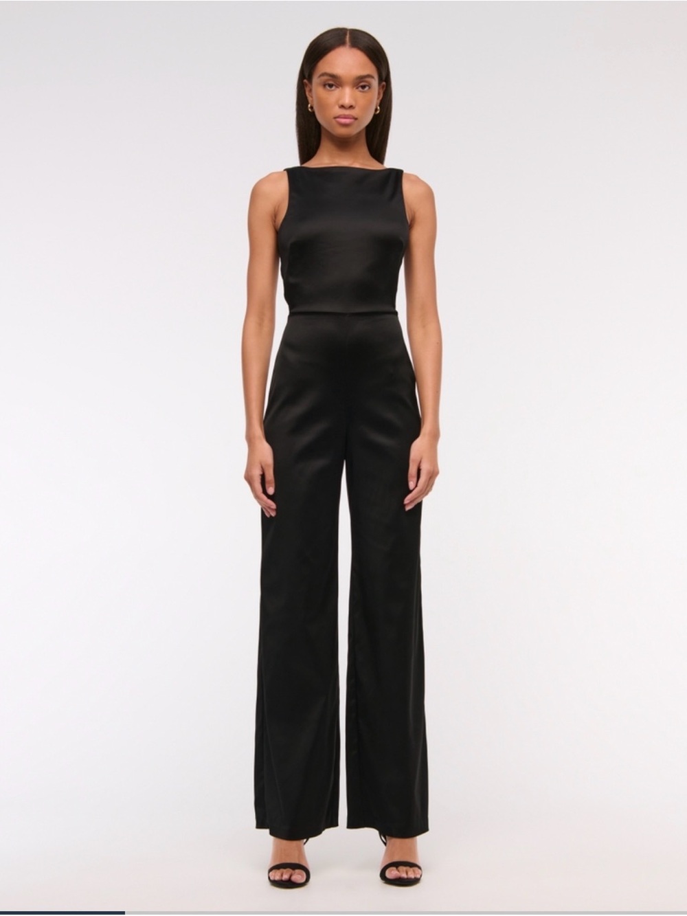 Abercrombie Women’s Black Satin Wide-Leg Jumpsuit